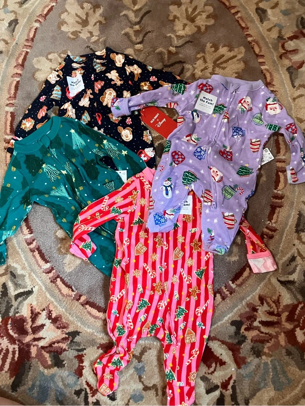 NWT Old Navy Baby Footed Pajamas Newborn Christmas Disney set